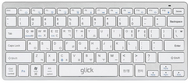 지클릭커 오피스프로 움직이는 마카롱 슬림 라이트 저소음 무선 블루투스 키보드, 실버화이트, wk30, 제조사축
