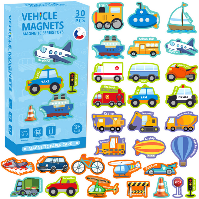 오즈토이 리프 자석 퍼즐 놀이 교통탈것, 1세트, 30피스