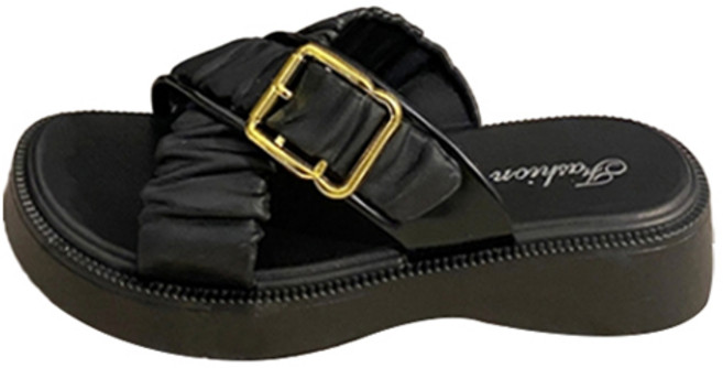 피어니스트 여성용 와이드 엑스 버클 슬리퍼