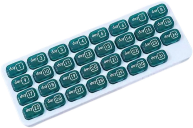 특별한상점 약 달력 한달 31일 대형 알약케이스 그린, 1개