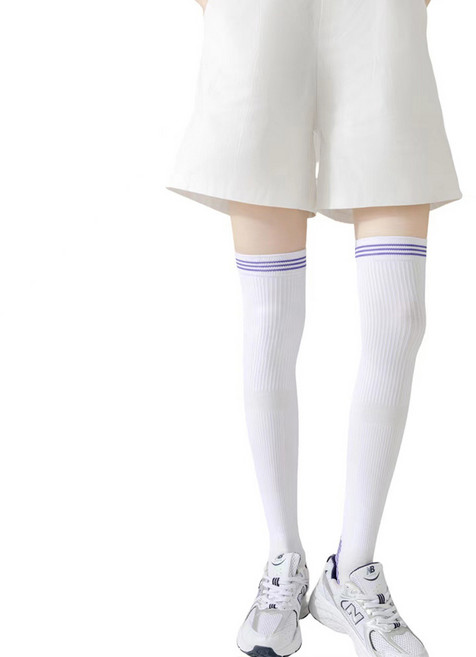 얼리포츠 여성용 스포츠 하이 니삭스 롱 양말, 화이트, 1세트