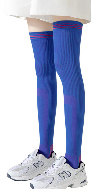 얼리포츠 여성용 스포츠 하이 니삭스 롱 양말, 블루, 1세트