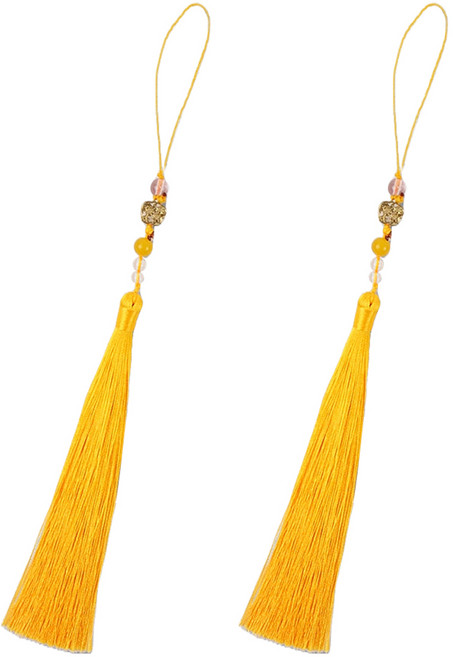 아이엔피 비즈꽃 고급 노리개 29cm, 골든옐로우, 2개