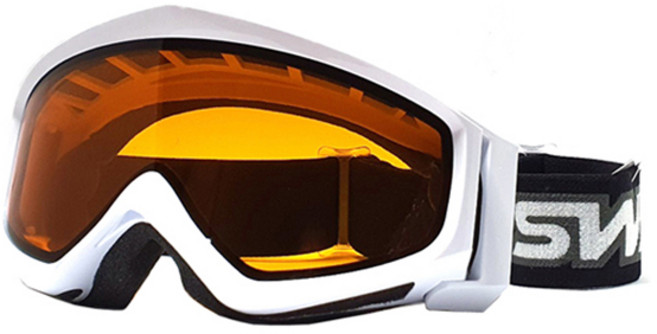 SWANS 滑雪護目鏡 成人款 可與眼鏡並用 日夜兩用 雙層鏡片 GUEST-DH, 白色