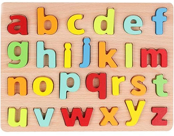 오즈토이 목제 입체 퍼즐 영어 알파벳 소문자, 1세트, 26피스