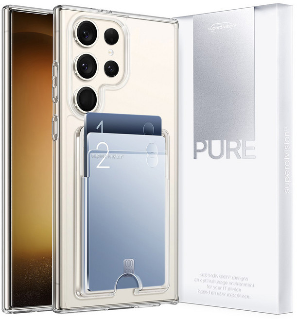 슈퍼디비전 카드 2장수납 퓨어 클리어 휴대폰 케이스