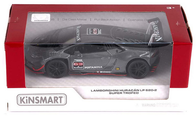 킨스마트 람보르기니 우라칸 LP620-2 슈퍼트로페오 완구 KT5389, 그레이, 1개