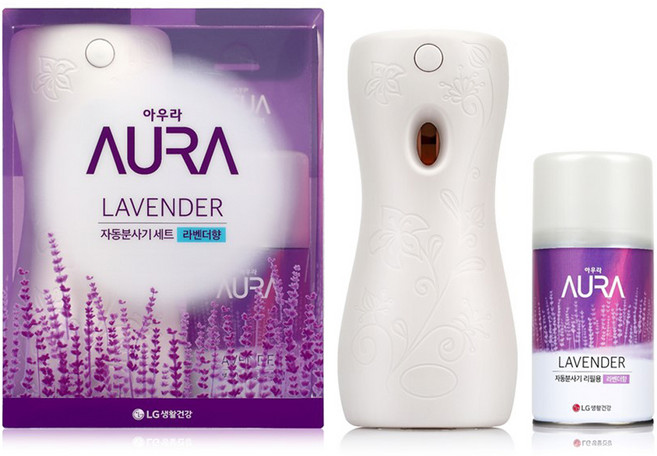아우라 자동분사기 방향제 본품 + 리필 세트, 280ml, 1세트, 라벤더향
