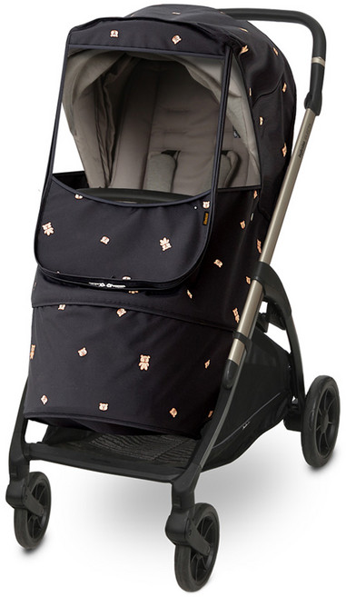 마니또 멜란지 자수 방풍커버, 테디베어 블랙, 1개