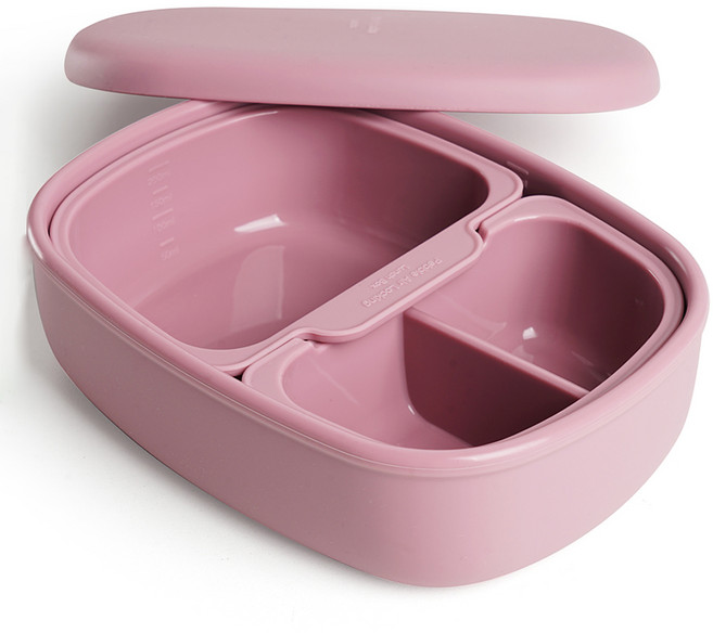 실리가든 실리콘 칸막이 1단 도시락, 다크핑크, 1개