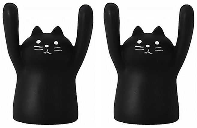 모던앳 고양이 메모 꽂이, 블랙, 2개