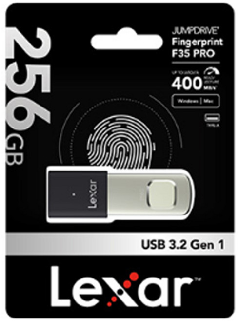 렉사 USB 3.2 초고속 지문인식 보안 USB 메모리 F35 Pro, 256GB, 1개