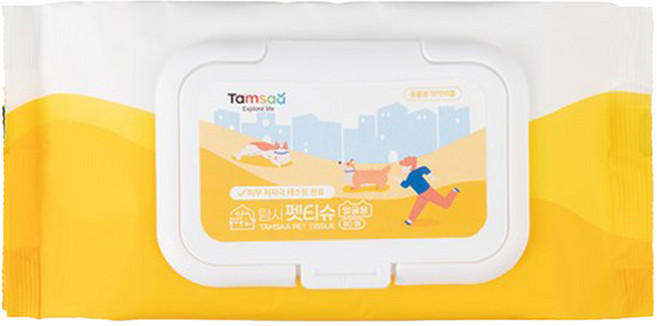 Tamsaa 寵物清潔濕紙巾 臉部專用 無香, 80張, 2包