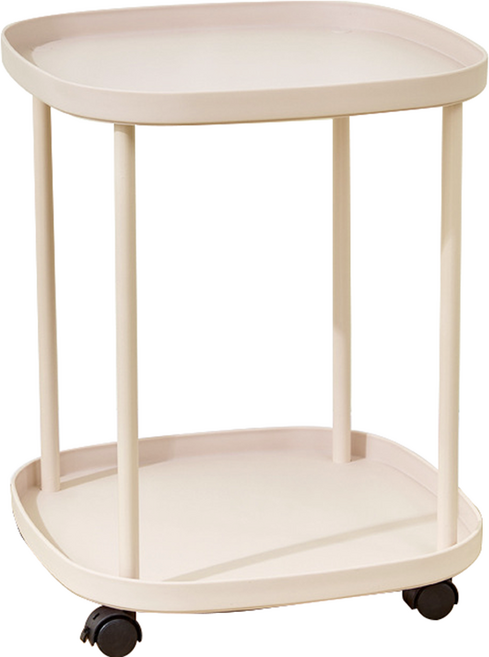 에버하우스 라운드 사각 다용도 사이드 선반 트롤리, 아이보리, 2단