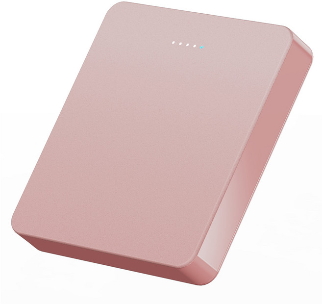 제이원 맥세이프 마그네틱 자석 미니 고속 보조배터리 5000mAh, DZ-MS5000, 핑크
