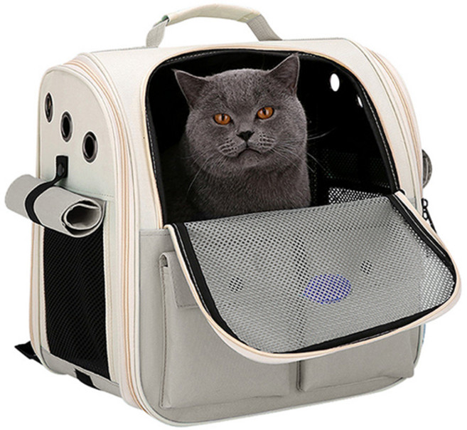 앤티스 반려동물 멀티포켓 이동장 백팩, 아이보리, 1개