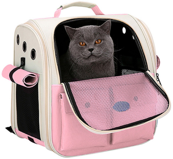 앤티스 반려동물 멀티포켓 이동장 백팩, 핑크, 1개