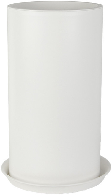 데일드 플라스틱 인테리어 대형 원통 화분 + 받침 세트, 화이트, 1개
