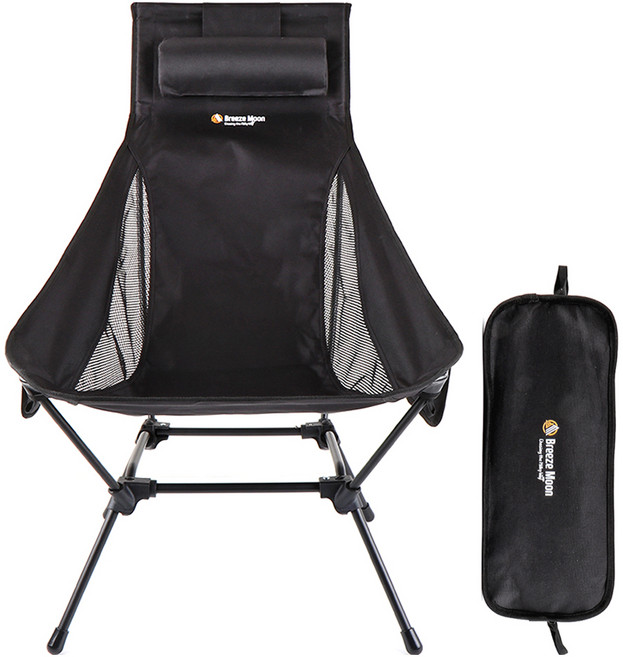브리즈문 스퀘어 경량 롱 릴렉스 체어 캠핑의자 + 보관가방, 모던 블랙, 1세트
