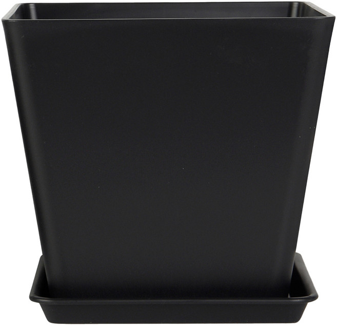 데일드 플라스틱 인테리어 대형 사각호접 화분 28 + 받침세트, 블랙, 1개