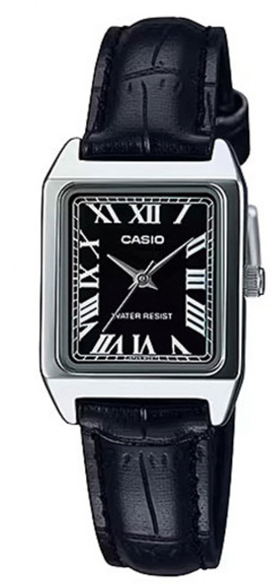 카시오 여성용 아날로그 사각 가죽 손목시계 LTP-V007L + 배터리교환권 세트