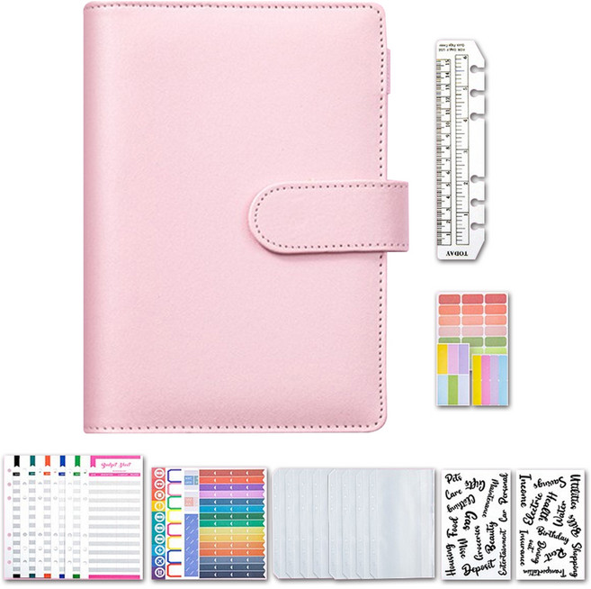 마다꾸미 챌린지 다이어리 속지 A6 6공 세트, 핑크, 1세트