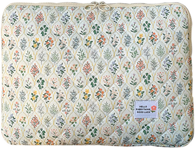 위니즈 패션 노트북 파우치 케이스 WZFLP0, 그린 플라워(WZFLP042-GF15), 1개
