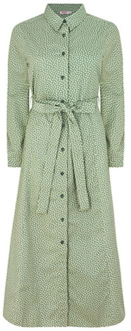 Cath Kidston 女款中長版襯衫圓點棉質洋裝, 綠色