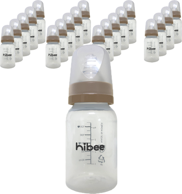 하이비 신생아용 PP 에잇벤트 젖병, 브라운, 130ml, 20개