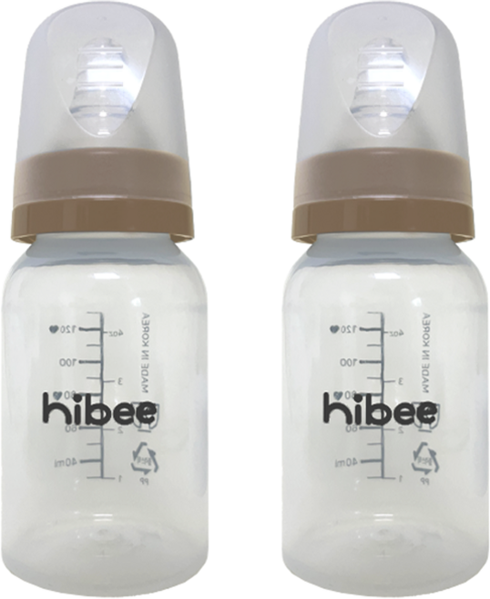 하이비 신생아용 PP 에잇벤트 젖병 트윈팩, 브라운, 130ml, 1세트