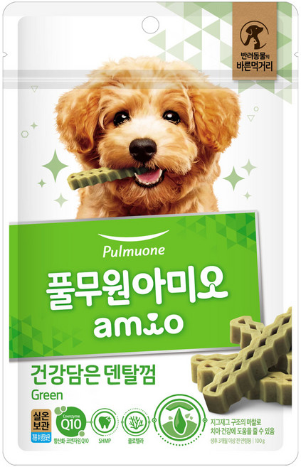 풀무원아미오 강아지 건강담은 덴탈껌, 그린, 100g, 1개