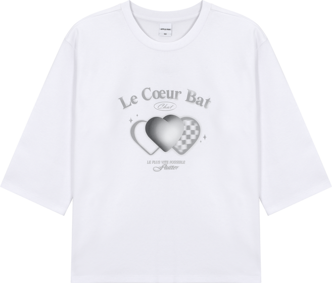 애플핑크 여성용 7부 하트나염 분또 티셔츠