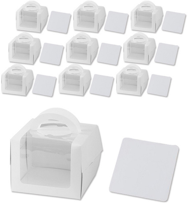 아이엔피 24 창 케이크 상자 대 18 x 18 x 14 cm + 밑지 세트, 화이트, 10세트