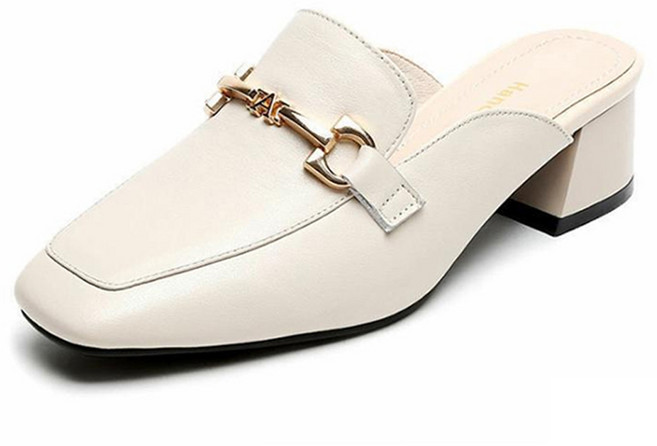 엘쏘 여성용 레더 뮬 블로퍼 미들힐