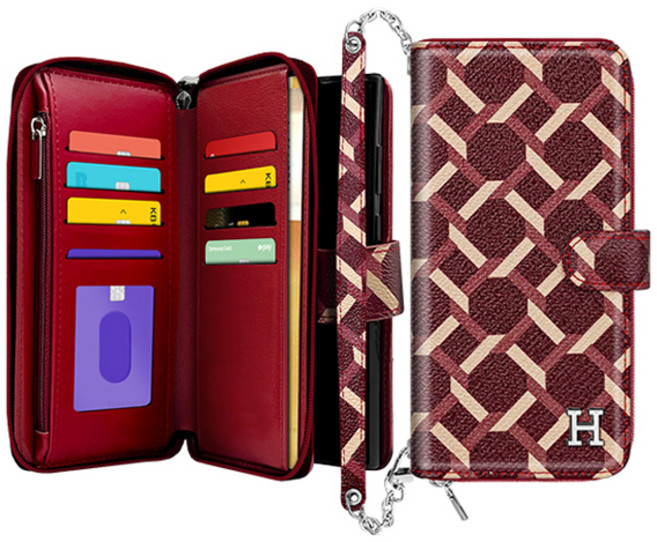 까미또 베네트 나티드 스트랩 지퍼 다이어리 휴대폰 케이스