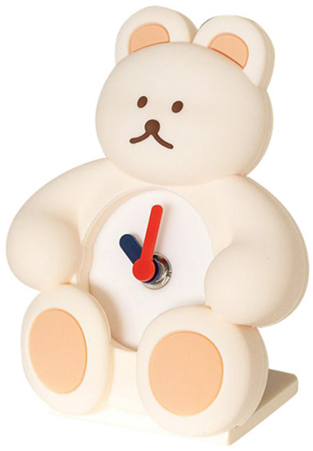 도낫도낫 로마네 베어 실리콘 탁상 시계, 크림
