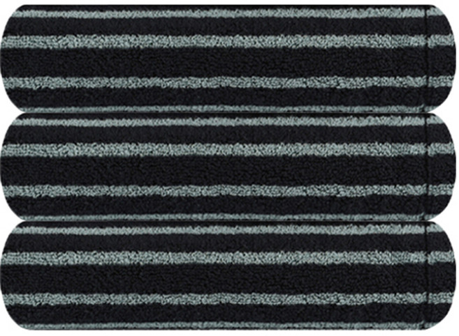 호텔컬렉션 스트라이프 솔리드 세면타올 220g 30수 코마사, 검정, 3개