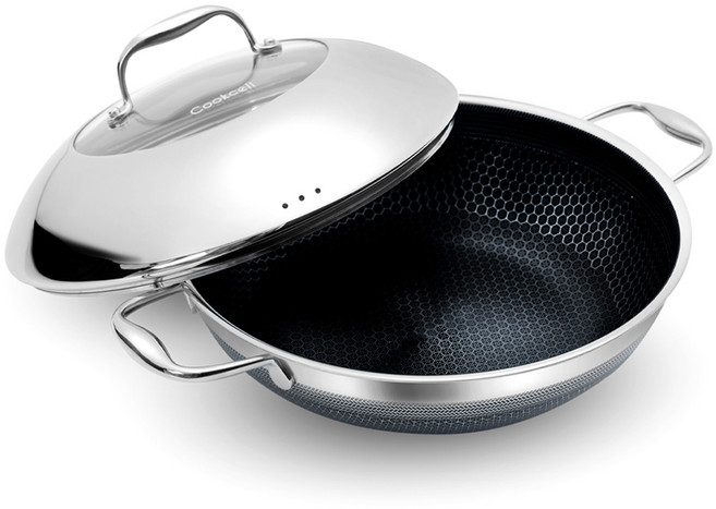 쿡셀 인덕션 세라믹 블랙에디션 IH 파티웍 + 뚜껑 세트, 28cm, 1세트