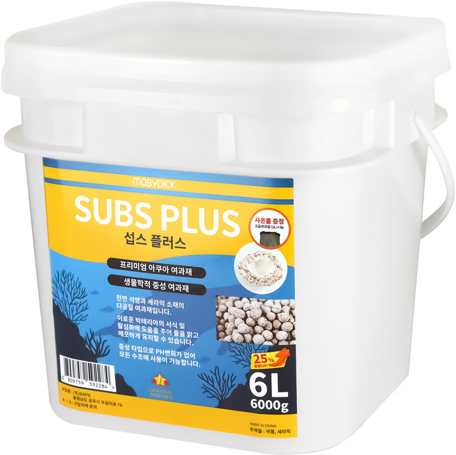 모비딕 섭스 플러스 여과재 6L + 여과망 5p 세트, 1개