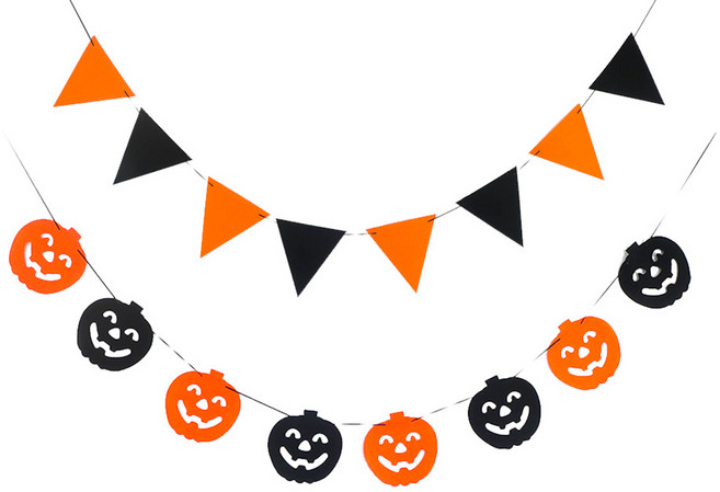 파티쇼 할로윈 파티 펠트가랜드 세트, 삼각투톤, 호박투톤, 1세트