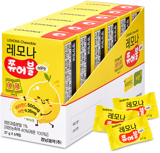 레모나 쮸어블 레몬맛, 37g, 6개