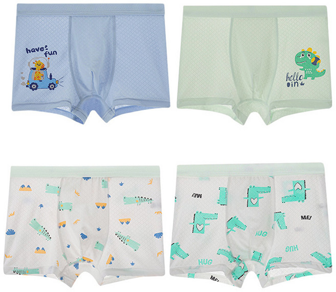 아이뿜 남아용 공룡소풍 아이스실크 드로즈 사각팬티 4종 세트 C12