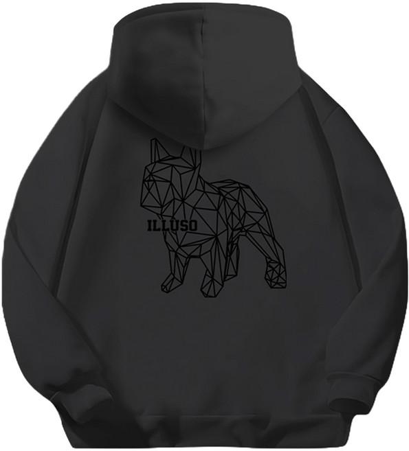 일루소 남녀공용 블랙도그 소프트 특양면 후드티