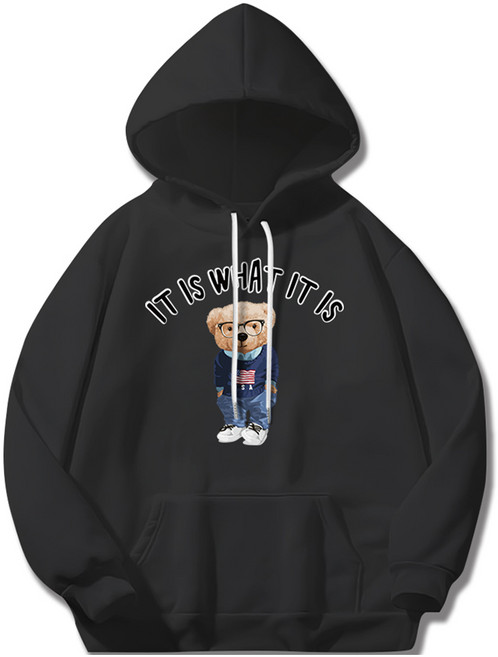 일루소 남녀공용 왓이즈베어 소프트 특양면 후드티