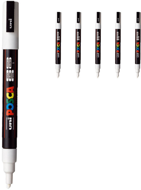 POSCA 彩色麥克筆 白色 PC-3M, 6個, 1色