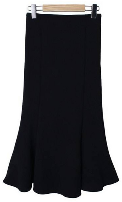 시크블랙 키디르 뒷밴딩 절개포인트 머메이드라인 롱스커트 cpsk6609k47