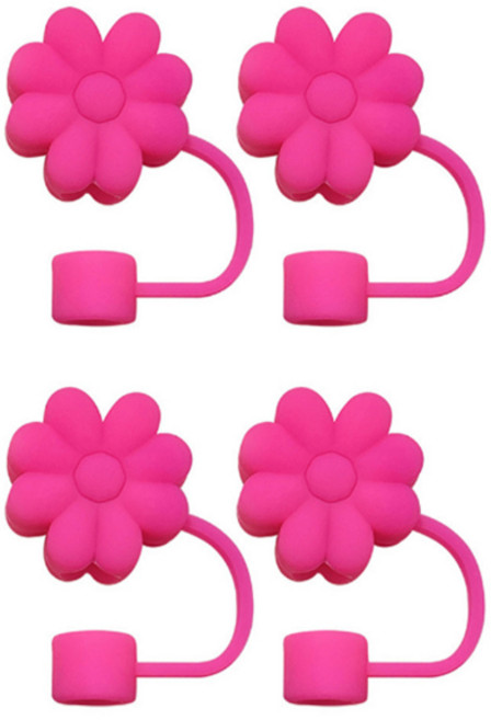 라인스미스 실리콘 스탠리 텀블러 호환 텀꾸 플라워 빨대 마개, 핫핑크, 4개
