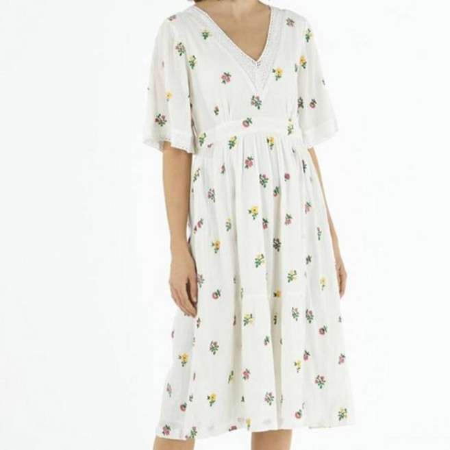 Cath Kidston 棉質皺褶透氣棉質洋裝, 奶油色