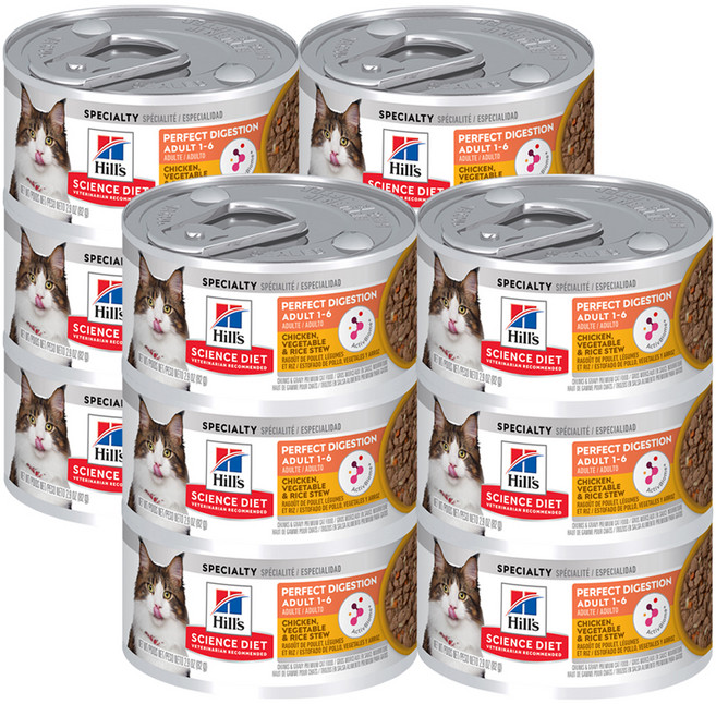 힐스 고양이 어덜트 퍼펙트 다이제스천 치킨 야채 스튜 사료, 닭, 82g, 12개