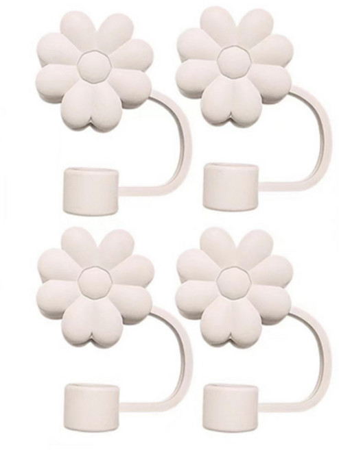 라인스미스 실리콘 스탠리 텀블러 호환 텀꾸 빨대 마개, 아이보리, 4개